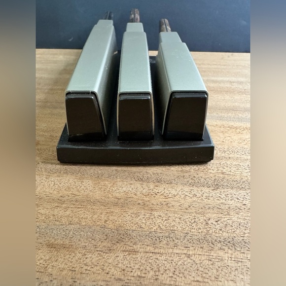 Vintage 1970’s Wiltshire Stay Sharp 3 Piece Knife Set Wood Brass Retro Kitchen - Picture 9 of 15